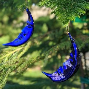 Mercury Glass Small Moon Ornaments - Qty 2
